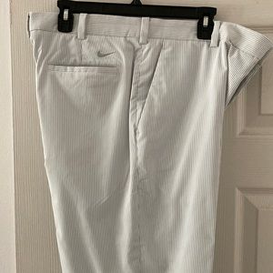 Nike Mens Golf Pants in White with Gray Pinstripes 36X34